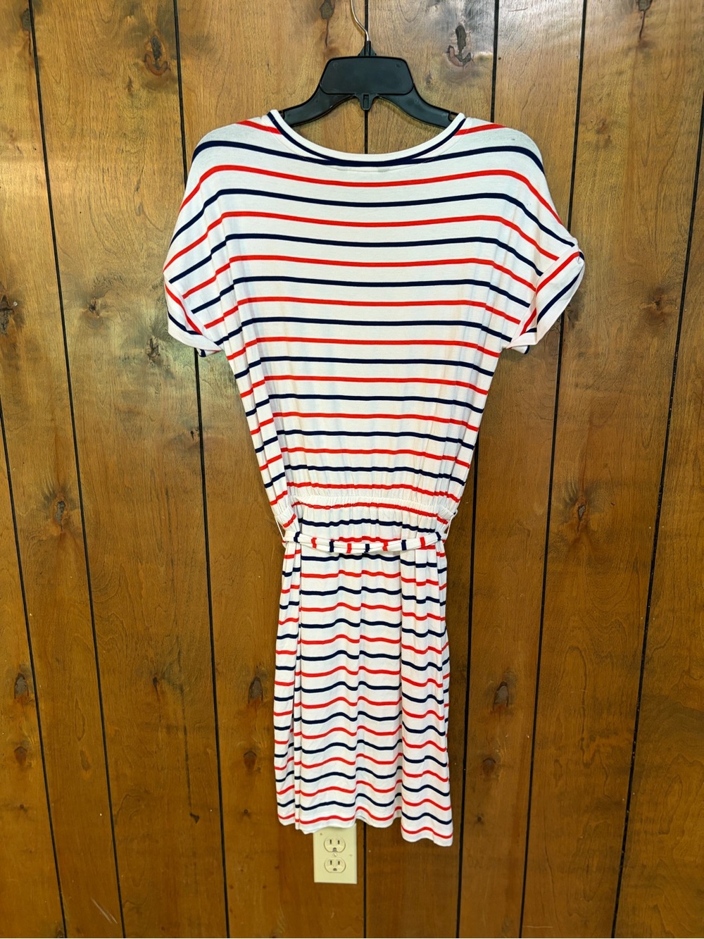 Banana Republic Striped Midi Dress - White with Red & Navy Stripes - Picture 6 of 6